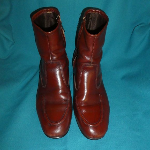Vintage Burgundy Leather Zipper Ankle Boot Men's 10.5 EE (extra wide) - Picture 1 of 6